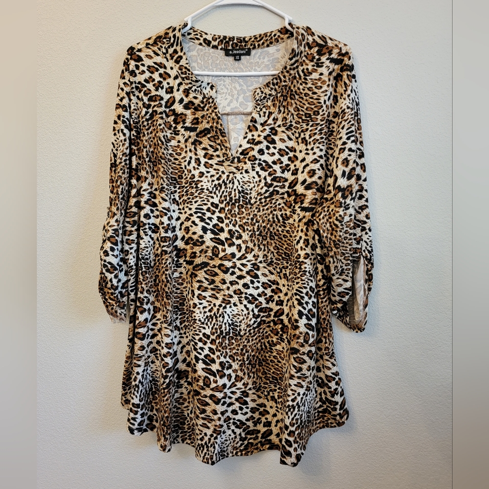 A.Jesdani Plus size 3/4 sleeve animal print top 3X